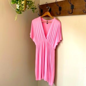 NWOT Boutique Flirty Petal Pink Dolman Dress Large